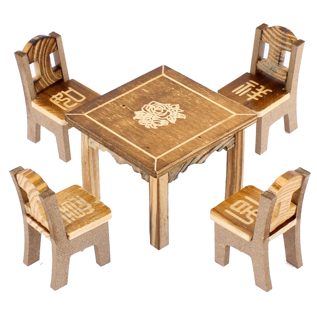 GLORIA FURNITURE SIZE DOLLHOUSE Meal Time 4 Chairs Round Dining Table Play Set 