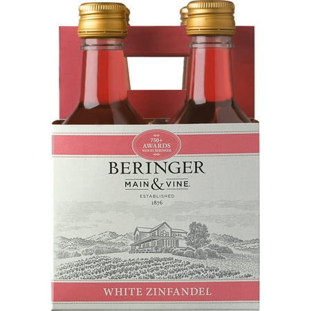 Beringer Main & Vine White Zinfandel Rose Wine, 4 Pack, 187ml Bottles
