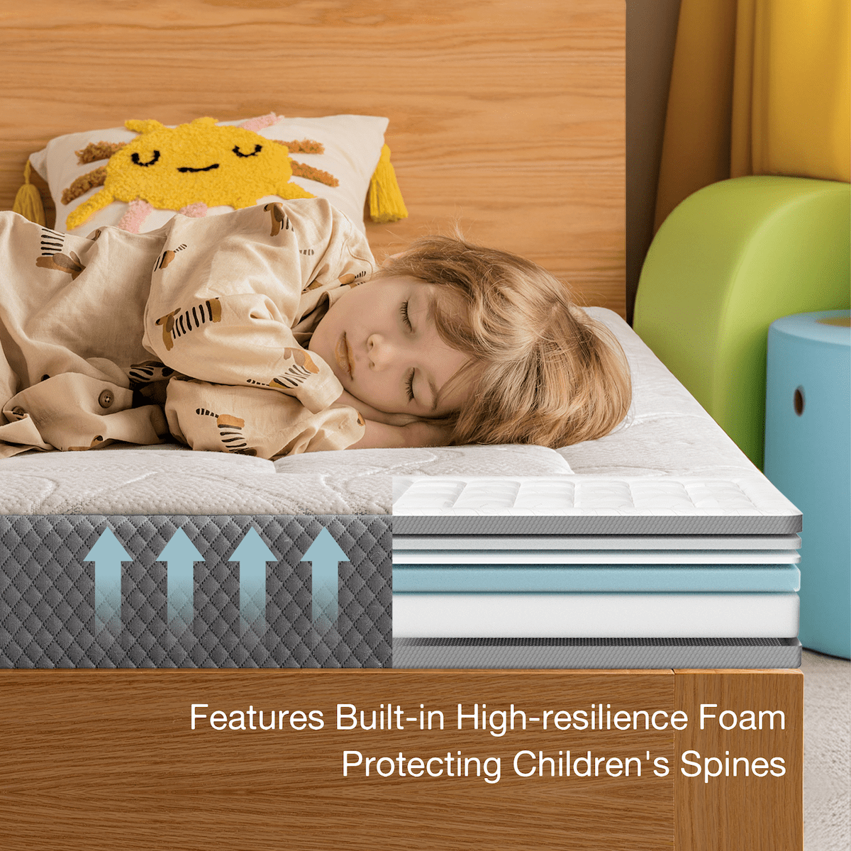 6 Inch Twin Memory Foam Mattress, Medium Firm Feel - CertiPUR-US Certified, Pressure Relieving, Bamboo Washable Cover for Single Bunk Trundle Bed