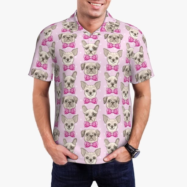 Fotbe Cute puppy Camiseta Polo de Golf para Hombre con Estampado – Camisa Deportiva Transpirable con Cuello Abotonado-Medium