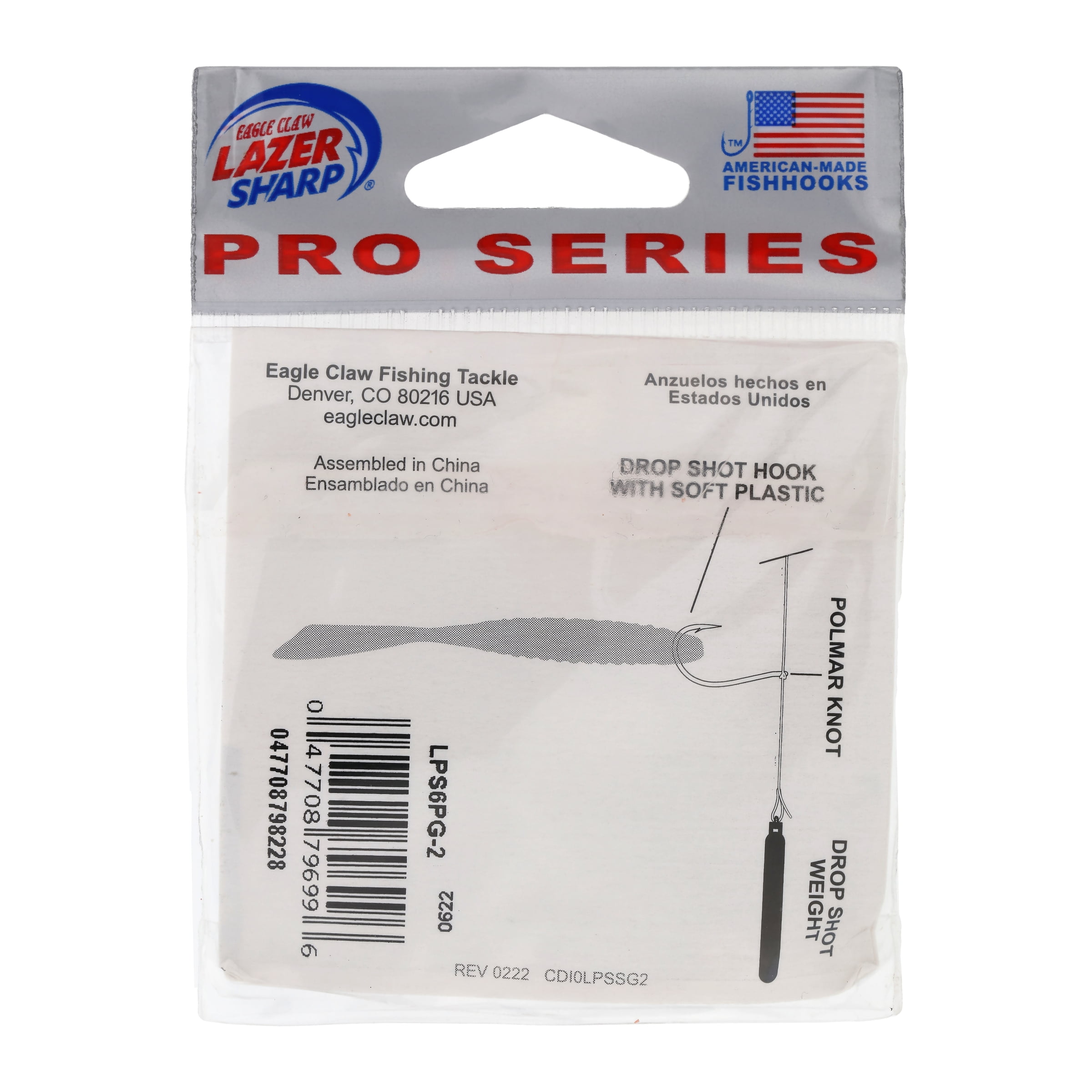 (4 pack) Eagle Claw Lazer Sharp 3X Treble Hook, Red, Size 2