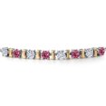 thumbnail image 4 of Gem Stone King 925 Silver and 10K Yellow Gold White Moissanite and Pink Tourmaline Bracelet for Women | 1.92 Cttw | Gemstone Birthstone | Round 4MM | Adjustable up to 9 inch, 4 of 8