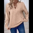 thumbnail image 4 of Blusas de Punto Gofre para Mujer, Camisas de Larga con Cuello en V, Blusas Casuales Elegantes Estilo Henley, Conjuntos de Otoño 2025 Albaricoque Dorado XL, 4 of 6