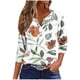 thumbnail image 2 of Fiudx Ofertas Del Día Blusa de Manga 3/4 Corta Estampada a La Moda para Mujer, Blusa Informal con Cuello Redondo, 2 of 5