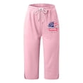 thumbnail image 3 of Summer 2025 Women's Casual Capri Pants Drawstring Stretch Waist Linen Pants With Printed Pocket Cropped Pants Women Trouser Pants Casual Petite Sweatpants for Women Casual Pants for Women for Work, 3 of 3