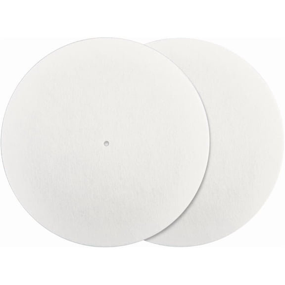 2Pcs White Felt Turntable Mat Record Pad Player Mat 11.6 Inch Anti Slip Anti Static Flat Round Protective Wool Vinyl Turntable Platter Slipmat Mats for Reduce Noise Cleaner Acoustic Sound