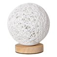 thumbnail image 3 of Lampe de Table Ronde avec Sphère Tissée Blanche Lampe de Table Lune E27 Lampe de Chevet Éclairage d'Ambiance pour Salon, 3 of 5