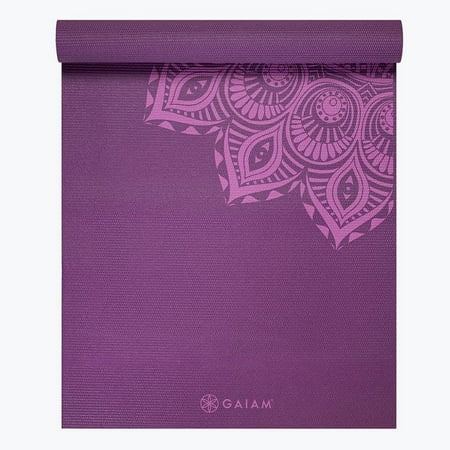 Gaiam Premium Print Yoga Mat, Purple Mandala, 5mm