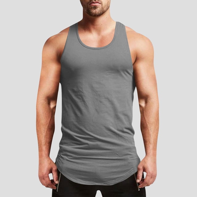 pstuiky Camiseta sin mangas para hombre, Camiseta de tirantes vintage de color liso para hombre, estilo casual, deportiva, transpirable, con cuello redondo Camisas de hombre xl