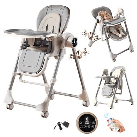 EaseBaby 2-in-1 Baby High Chair,Toddler Eating Chair & Swing Combo,Portable Feeding Chair with Adjustable Dining Tray for Infant,Unisex,GRAY
