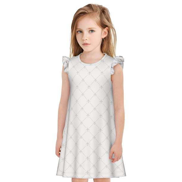 Balery Travel Around The World Airplane Camisón de princesa para niñas, pijama de algodón con mangas abullonadas, suave y bonito.-Medium