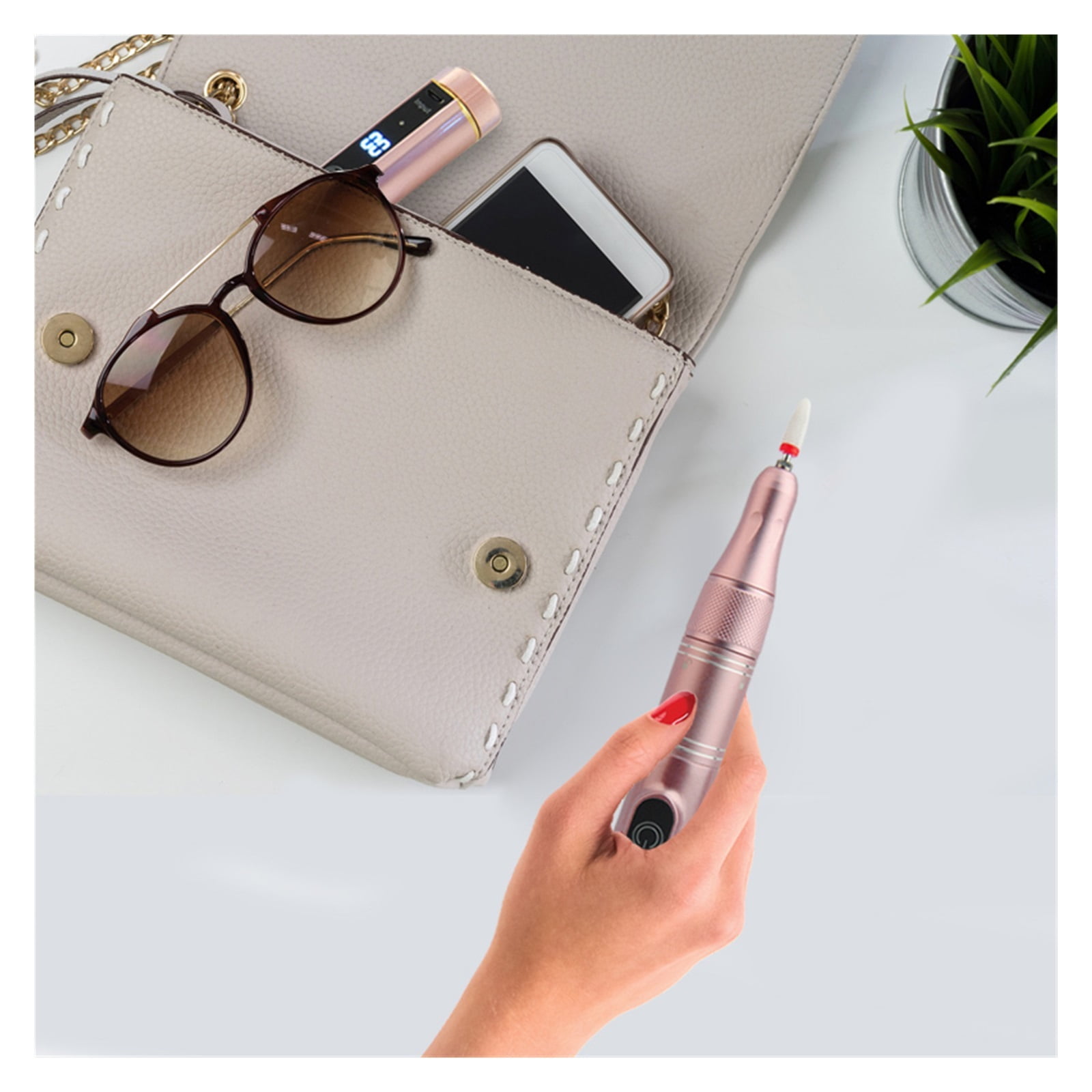 35000RPM Rechargeable Nail Drill Machine Portable Manicure Drill Nail Cuticle Tool Salon Nail E-File Cordless Nail Drill ,Lightweight and Portable