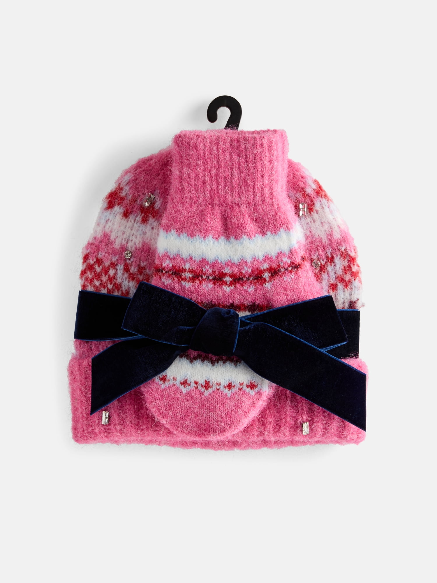 Free Assembly Women's Beanie Mitten Set, Pink