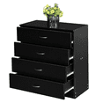 thumbnail image 2 of Hassch 4 Drawers Nightstand, Chest of Drawers, Bedside Table with Storage, Saving Space, 25.98"L x 13"W x 28.5"H, Black, 2 of 7