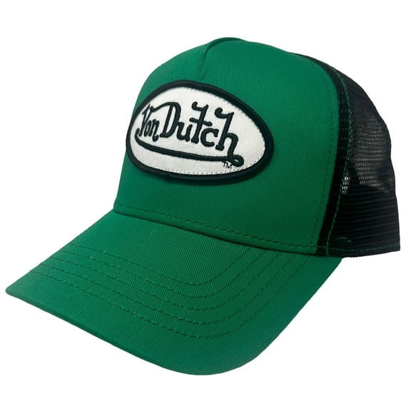 Von Dutch Trucker Hat Green Black Embroidered Logo Patch Snapback Mesh Cap