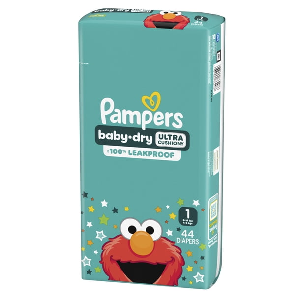 Pampers Baby Dry Size 1 Diapers, 44 Count, Leakproof Nights