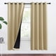 thumbnail image 1 of Cortinas Opacas 100% Juego de 2 Cortinas de Salón 140x175 Cm, Cortinas Térmicas Dobles Amarillas Beige y Visillos con Forro con Ojales Negros, 1 of 8