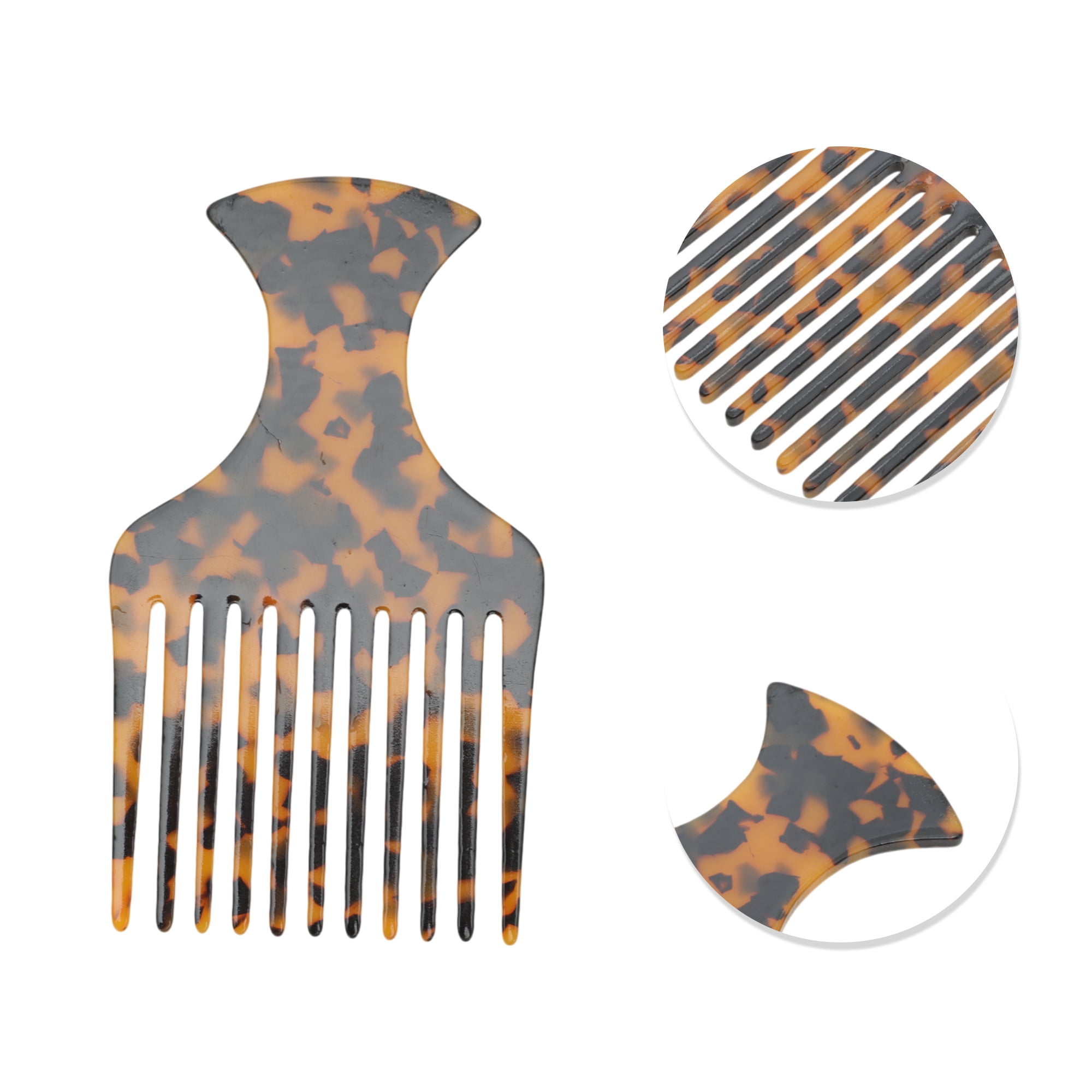 Unique Bargains 1 Pc Flat Handle Marble Hair Insert Comb for All Hair Types Brown