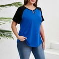 thumbnail image 3 of Plus Size Tops for Women Short Sleeve Raglan Tunic Casual Colorblock Shirts Oversized Crewneck eyhole Blouse, 3 of 7