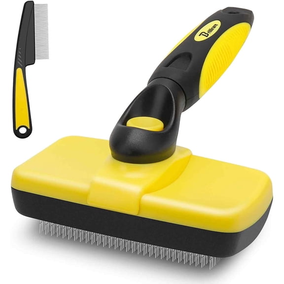 Brillirare Self-Cleaning Slicker Brush Free Stainless-Steel Comb, Easy to Clean Dog Brushes, Retractable Pet Brush, Premium Grooming Tool, for Small, Medium&Large Dog&Cat with Short, Long Hair