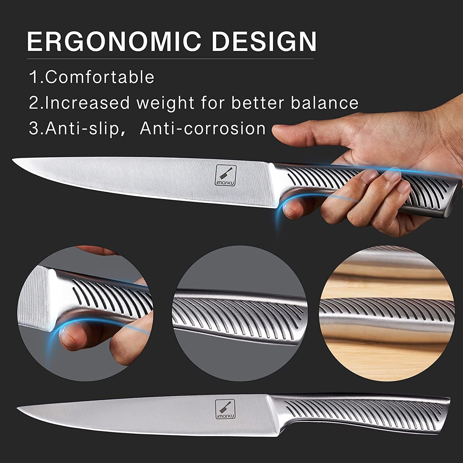 imarku | 14-Piece Knife Set High Carbon Japan Stainless Steel with Block and Sharpener,Fathers Day Gifts