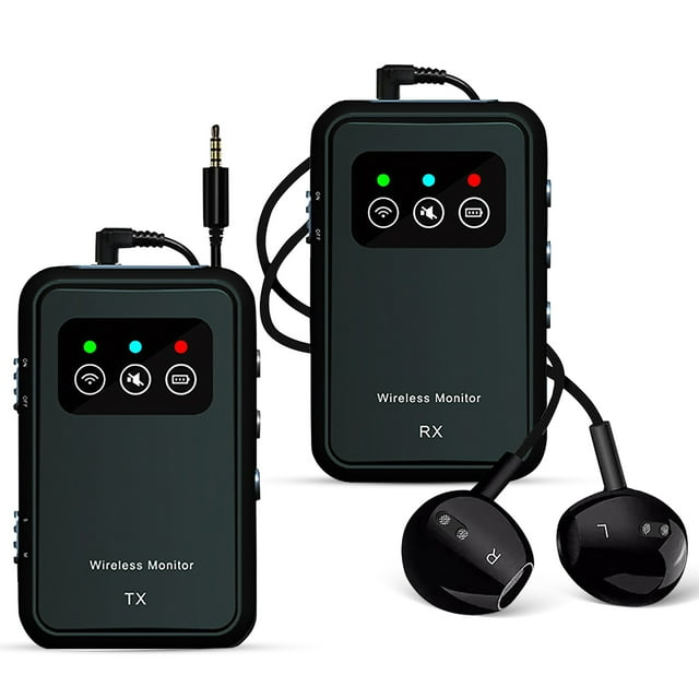 1 Juego de sistema inalámbrico de Monitor de oído, transmisor y receptor, sistema inalámbrico de monitoreo de Audio de baja latencia con auriculares