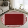 thumbnail image 2 of Red Geometric Large Area Rugs for Bedroom Living Room, Soft Non Slip Carpet Bedside Rug, Country Farm Traditional Chinese Tile Round Floor Cover Kitchen Accent Rug 4' for Dining Room/Office, 2 of 9