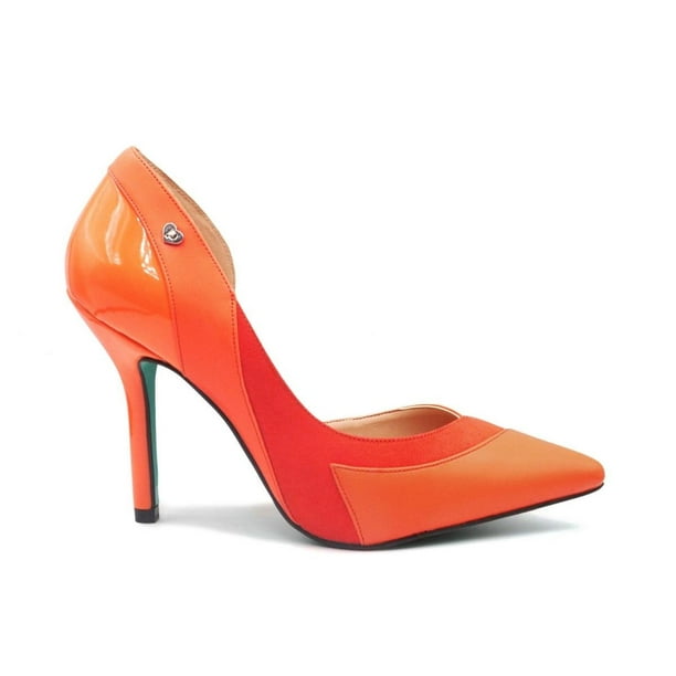 Zapatilla Stiletto PIKIKI Naranja Combinación Piel/Charol 2745-010