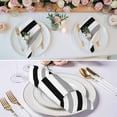 thumbnail image 2 of Black Gray Striped Cloth Napkins, Farmhouse Stripe Art Washable and Reusable Dinner Napkins Set of 4, Table Napkin for Kitchen Party Birthday Wedding Hotel Housewarming 20"x20", 2 of 8