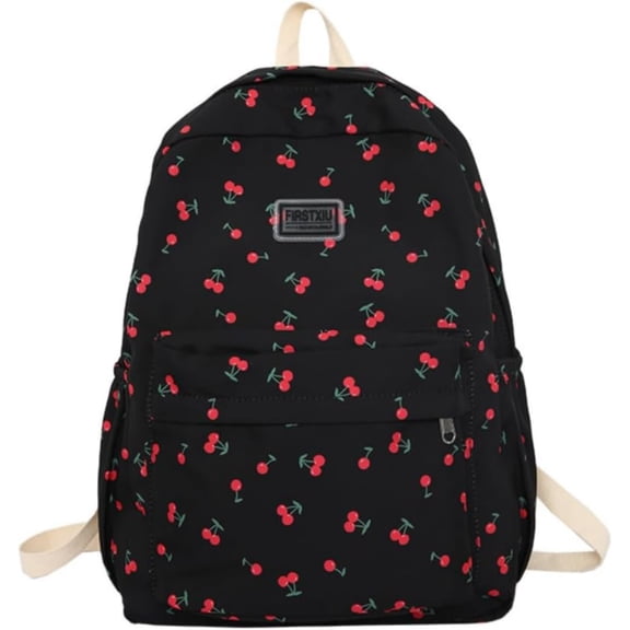 UYUH Cherry Print Backpack, Laptop Travel Casual Daypack with Multiple Compartments and Pockets, Purse Style Bag for Women and Men, Durable School and Work Bag