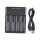 thumbnail image 1 of 18650 de baterías 4 ranuras independientes 5V / 2A Cable USB inteligente negro inteligente para baterías de de litio 26650, 1 of 9