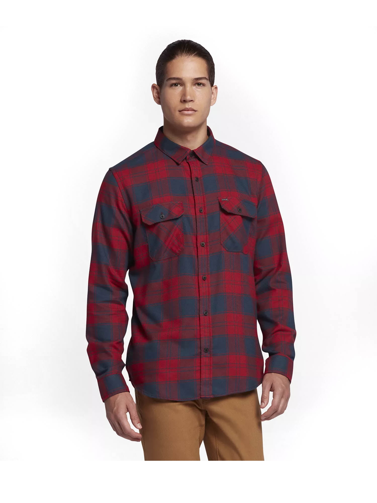 red button up long sleeve shirt