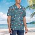 thumbnail image 3 of Fuzoiu Bullfinches Branches And Balls Print Hawaiian Shirt for Men, Summer Beach Casual Short Sleeve Button Down Shirts, Men’s Beach Summer Shirts with Pocket,Large, 3 of 7
