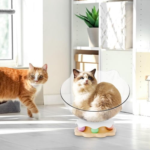 Colourtree Yellow Kitten Bed – Space Nest Cat Bed with Non-Slip Rotatable Turntable
