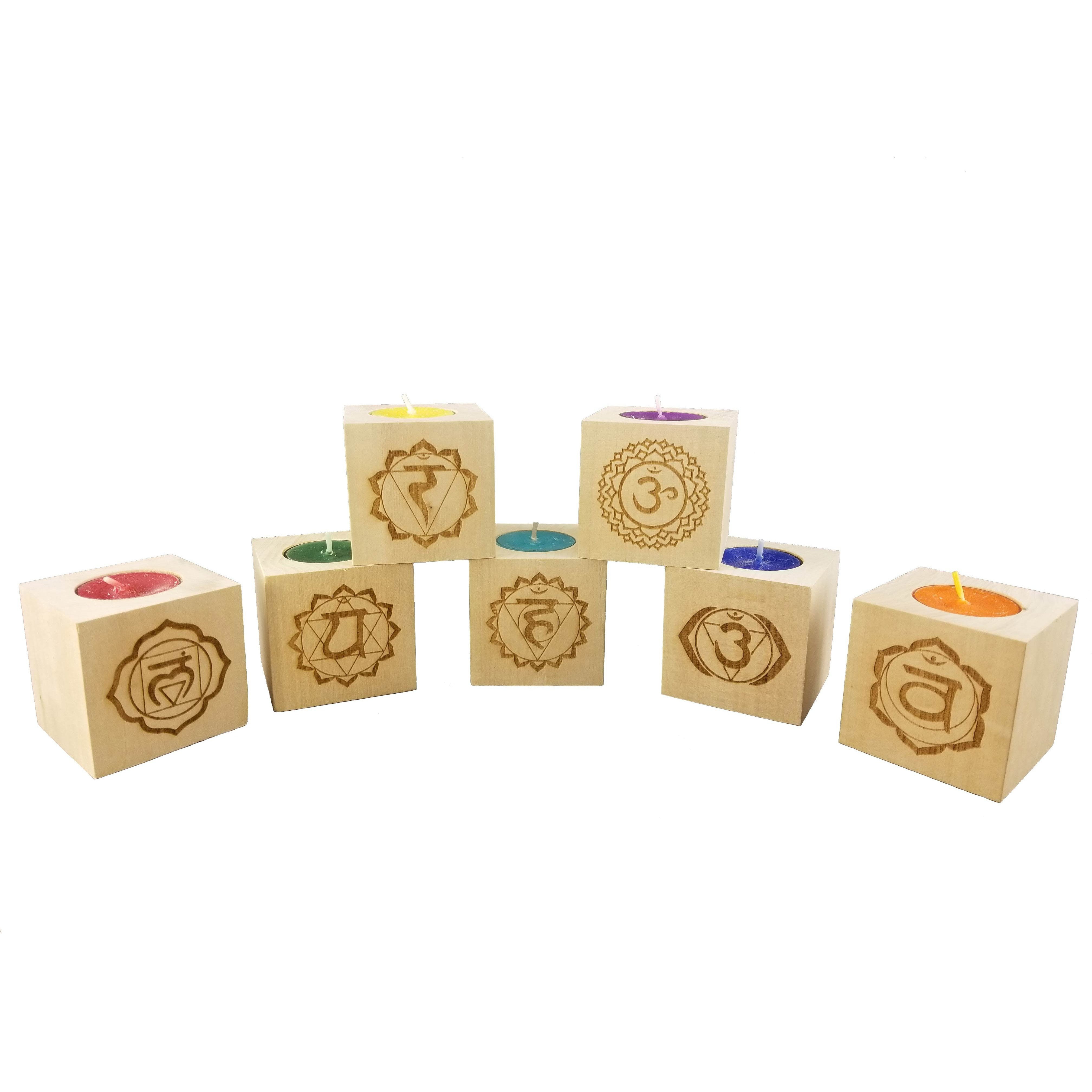 Set of 7 Chakra Tea Light Candles Scented 
