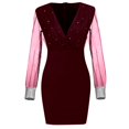 thumbnail image 4 of LYXSSBYX Women Long Sleeve Fall Drees for Women Point Print Mesh Sexy Retro Elegant V-Neck Party Club Organza Dress, 4 of 7