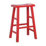 EHemco Set Of 3 Hardwood Saddle Seat Barstools - 29 Inch Height, No Back, Modern