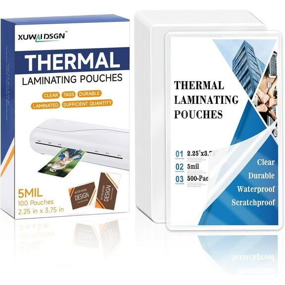 500 Pack 5mil 2.25“x3.75" Thermal Laminating Pouches Badge Laminate Pouches Clear Laminated Luggage Tags Printable Laminator Pouches for Business Permits Cards (500, 2.25"x3.75"-5mil)