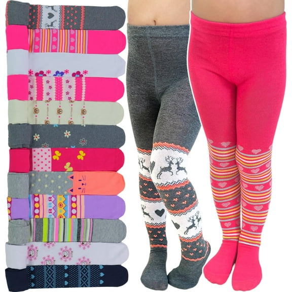 ToBeInStyle Girls Pack of 6 Classic Pull-On Assorted Warm Winter Tights