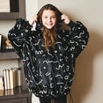 thumbnail image 6 of Nestl Wearable Blanket Hoodie Reversible for Kids and Teens, Warm and Cozy Oversized Fleece & Cut Plush Blanket Sweatshirt, Black/Scribble, 6 of 7