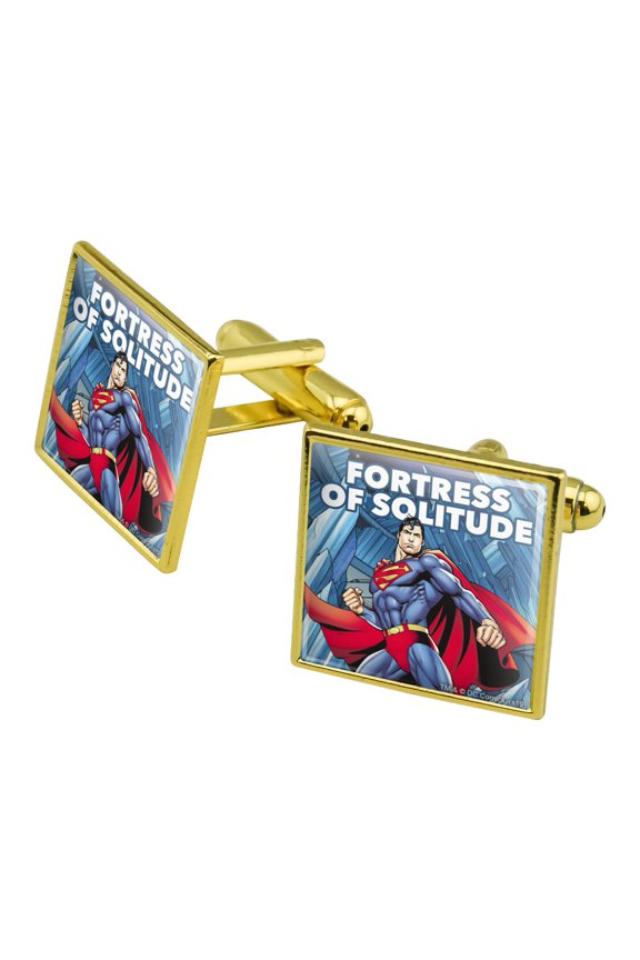 Superman Fortress of Solitude Square Cufflink Set - Silver or Gold