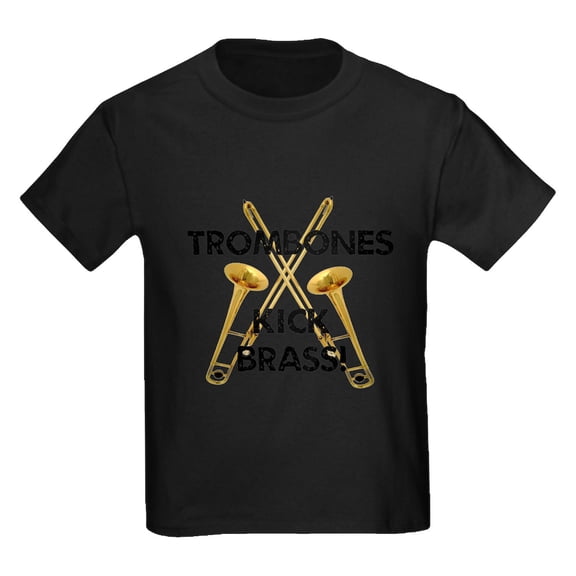 CafePress - Trombones Kick Brass T Shirt - Dark T-Shirt Kids XS-XL