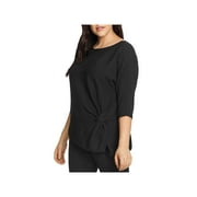 Vince Camuto Womens Plus Ribbed Asymmetric Top Black 2X