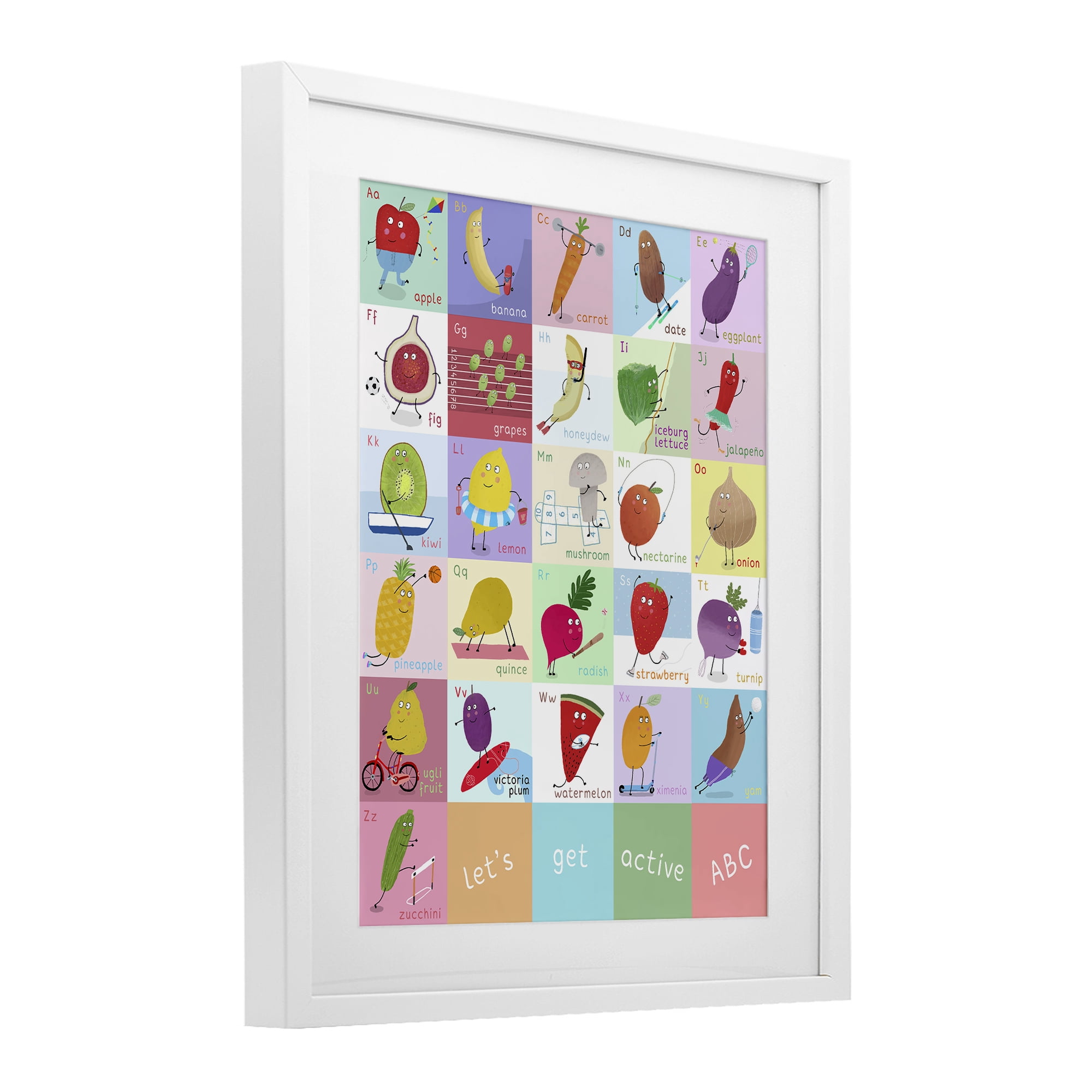 Stupell Industries Let's Get Active ABC's White Framed Print Under Glass, design by Carla Daly