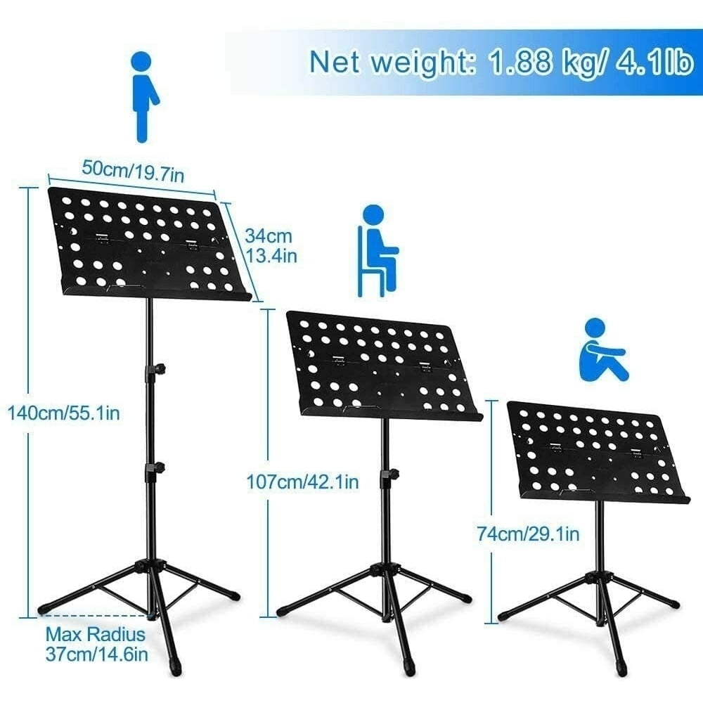 Crossrock in Dual Use Sheet Music Portable Desktop Books Stand with  Carrying Bag, Sturdy and Durable, Foldable Designed