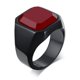 thumbnail image 1 of Anillo de Acero Inoxidable 316L Liso con Circonita Cúbica Yashi Estilo Punk Rock Negro y Rojo, 1 of 5