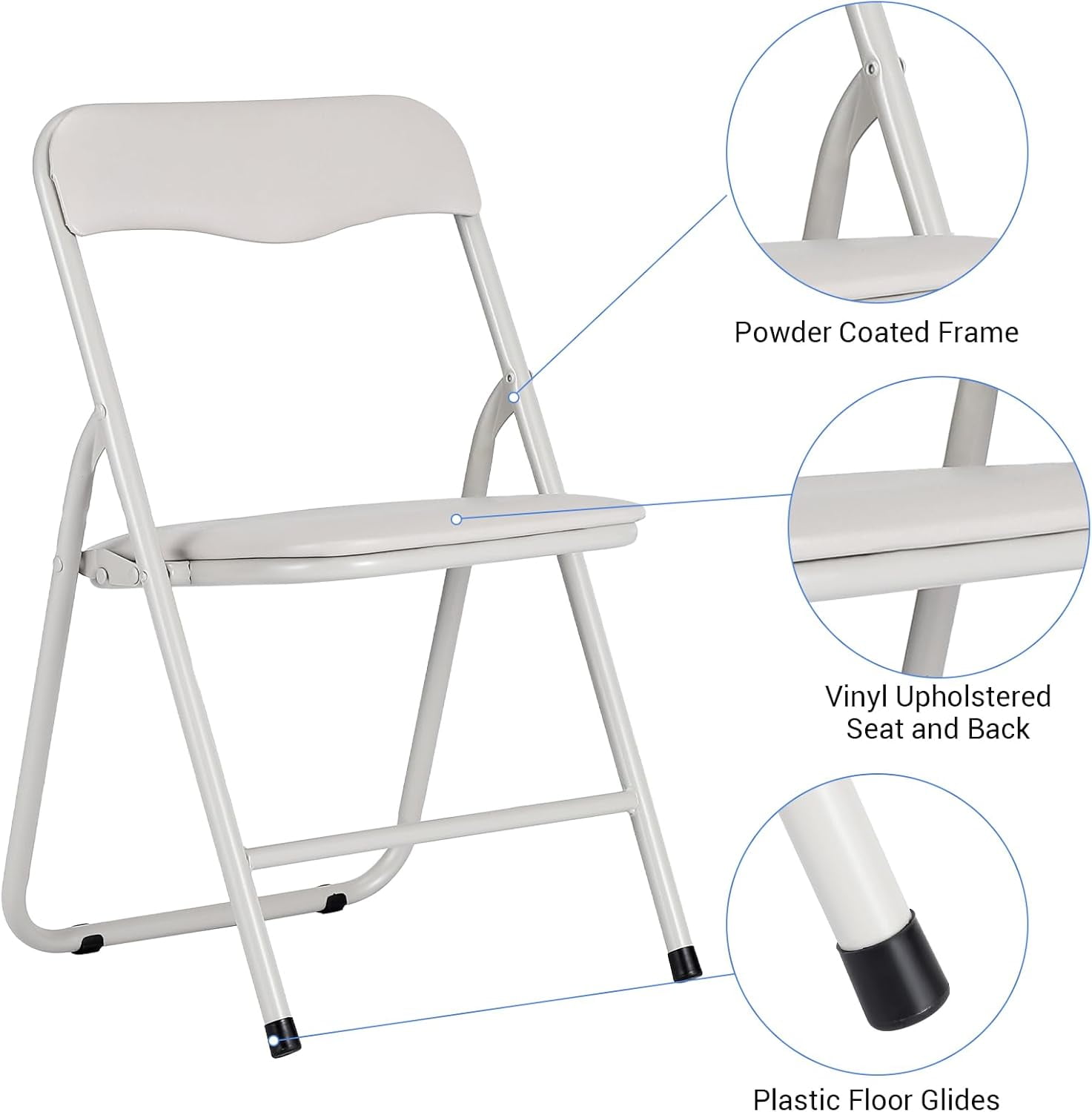 Twister.CK Kids Folding Card Table and Chair Set of 3, Upholstered Foldable Table and Chair Set, Portable Metal Frame Activity Table and Chairs Set for Eating, Reading, Playing, Beige