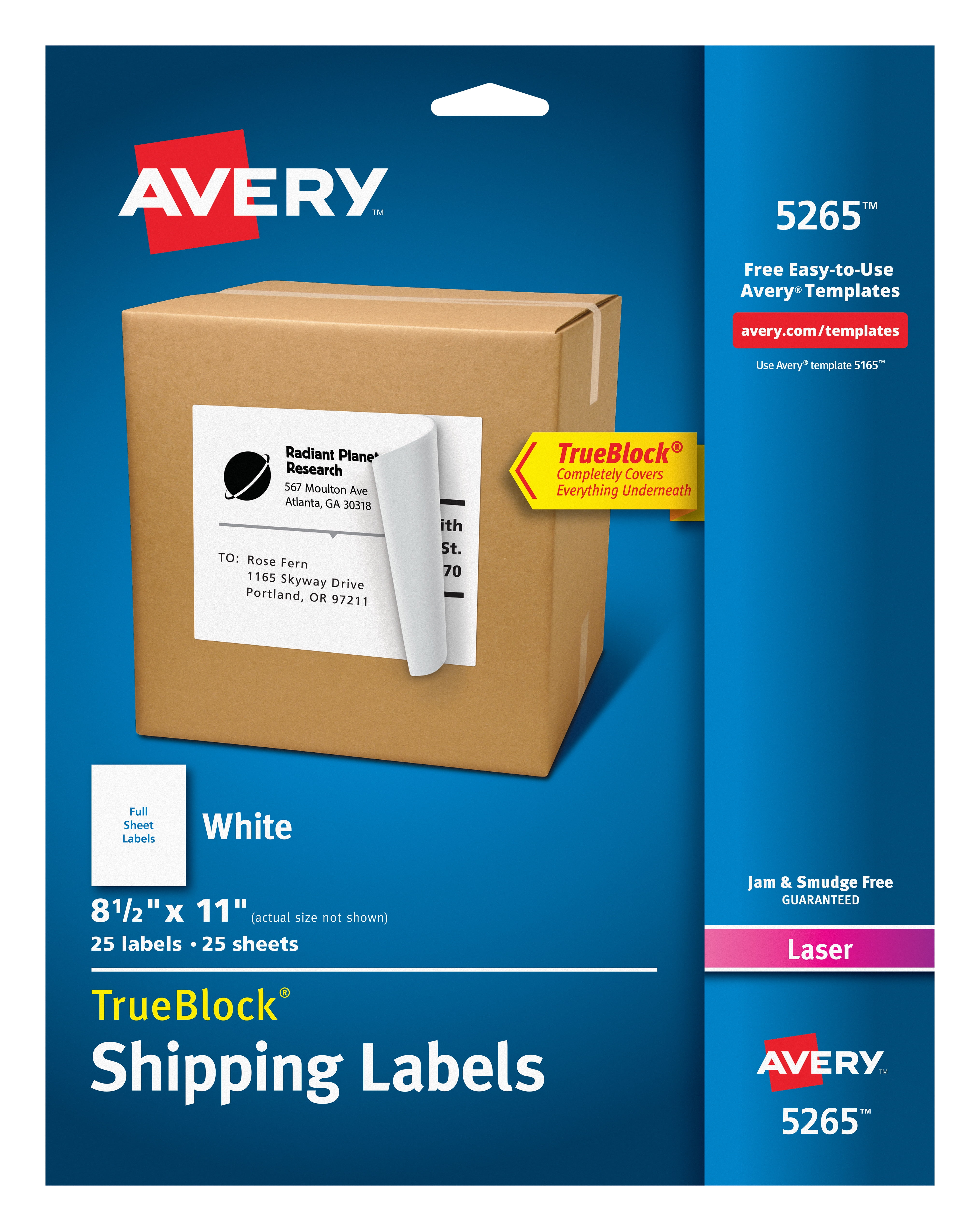 Avery Shipping Labels TrueBlock Technology Permanent Adhesive 8 1 2  Avery Shipping Labels TrueBlock Technology Permanent Adhesive 8 1 2