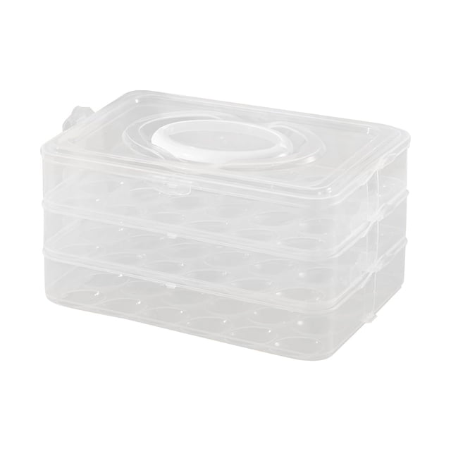 Food Storage Container 1/2/3 Layer Plastic Egg Cartons That Hold 24/48/72 Eggs Deviled Egg Trays with Handles and Lids Suitable for Refrigerators Kitchens and Easter Parties Keeping Eggs Fresh.