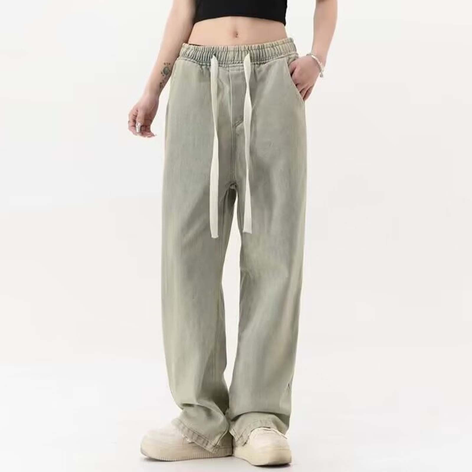 Women's Distressed Denim Jeans High Waisted Straight Leg Womens